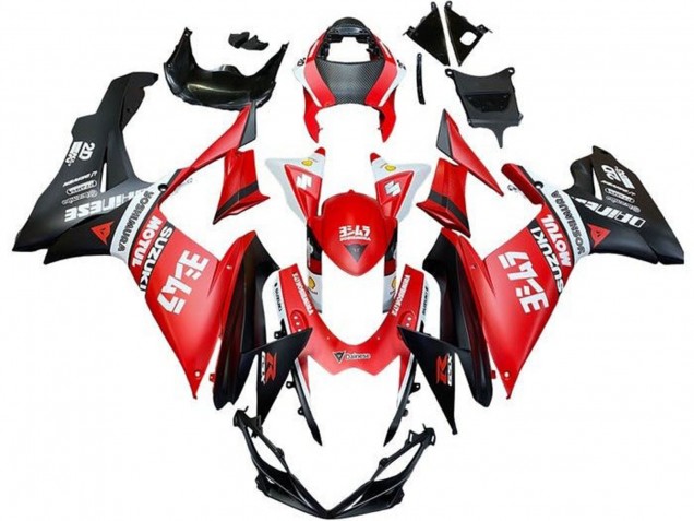 Erschwingliche Suzuki GSXR 600 / GSXR 750 Motorrad Verkleidung 2011-2024 - Rot Weiss Schwarz Motul