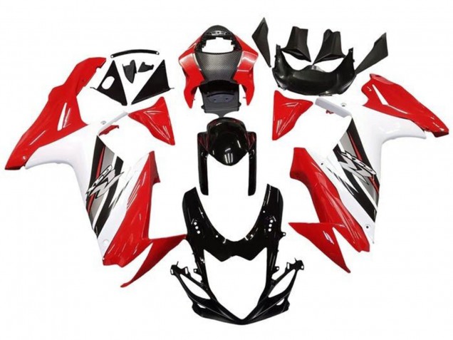 Erschwingliche Suzuki GSXR 600 / GSXR 750 Motorrad Verkleidung 2011-2024 - Rot Weiss Schwarz