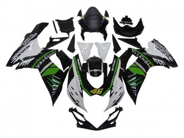 Erschwingliche Suzuki GSXR 600 / GSXR 750 Motorrad Verkleidung 2011-2024 - Weiss Grun Schwarz Monster 46