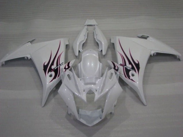 Erschwingliche Yamaha FZ6R Motorrad Verkleidung 2009-2015 - Weiss Flamme