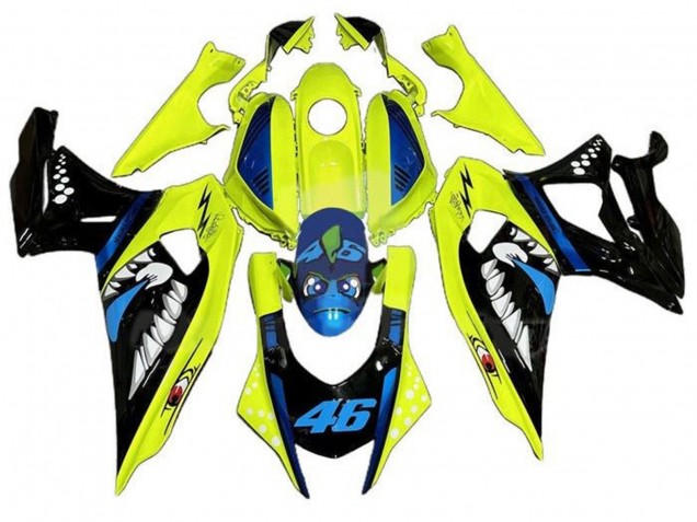 Erschwingliche Yamaha YZF R7 Motorrad Verkleidung 2021-2024 - Gelb Schwarz Hai
