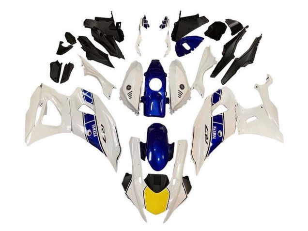 Erschwingliche Yamaha YZF R7 Motorrad Verkleidung 2021-2024 - Weiss Gelb Blau Streifen