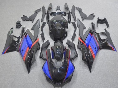Erschwingliche Yamaha YZF R3/R25 Motorrad Verkleidung 2019-2021 - Blau Rot Glanzendes Schwarz