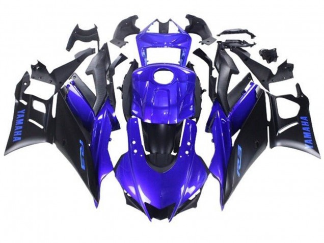 Erschwingliche Yamaha YZF R3/R25 Motorrad Verkleidung 2019-2021 - Blau Matt Schwarz