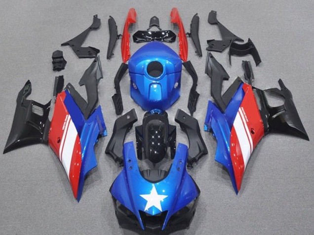 Erschwingliche Yamaha YZF R3/R25 Motorrad Verkleidung 2019-2021 - Blau Rot Weiss Stern