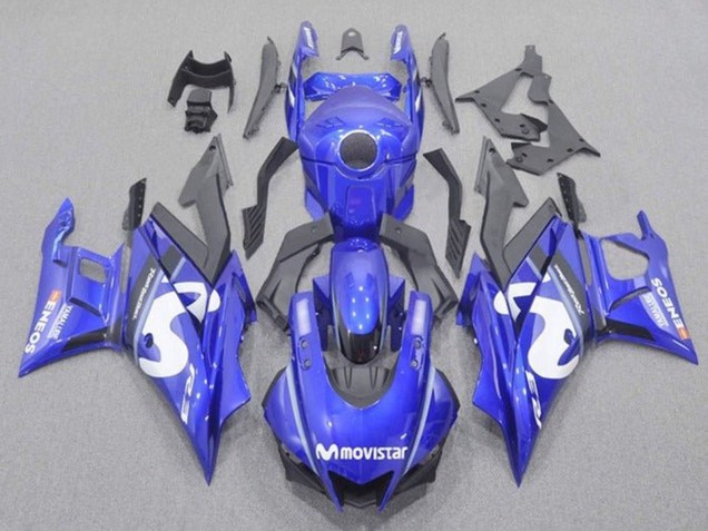 Erschwingliche Yamaha YZF R3/R25 Motorrad Verkleidung 2019-2021 - Blau Weiss Schwarz MoviStar