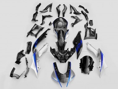 Erschwingliche Yamaha YZF R3/R25 Motorrad Verkleidung 2019-2021 - Weiss Blau Schwarz Geschmiedet Carbonfaser Stil