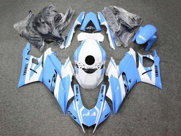 Erschwingliche Yamaha YZF R3/R25 Motorrad Verkleidung 2019-2021 - Weiss Hellblau