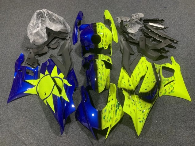 Erschwingliche Yamaha YZF R3/R25 Motorrad Verkleidung 2019-2021 - Gelb Blau