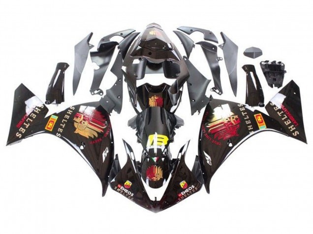 Erschwingliche Yamaha YZF 1000 R1 Motorrad Verkleidung 2009-2011 - Glanzendes Schwarz Rot Gelb Sheltes