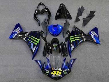 Erschwingliche Yamaha YZF 1000 R1 Motorrad Verkleidung 2009-2011 - Blau Glanzendes Schwarz Grun Monster Energy