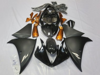 Erschwingliche Yamaha YZF 1000 R1 Motorrad Verkleidung 2009-2011 - Glanzendes Schwarz Matt Schwarz Orange