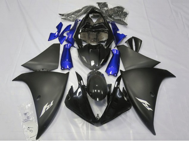 Erschwingliche Yamaha YZF 1000 R1 Motorrad Verkleidung 2009-2011 - Glanzendes Schwarz Matt Schwarz Blau