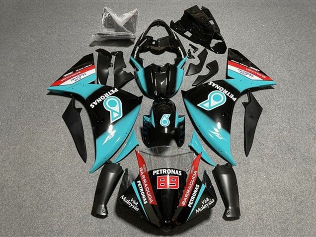Erschwingliche Yamaha YZF 1000 R1 Motorrad Verkleidung 2009-2011 - Glanzendes Schwarz Hellblau Rot Petronas