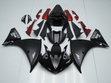 Erschwingliche Yamaha YZF 1000 R1 Motorrad Verkleidung 2009-2011 - Glanzendes Schwarz Matt Schwarz Weiss Aufkleber Rot