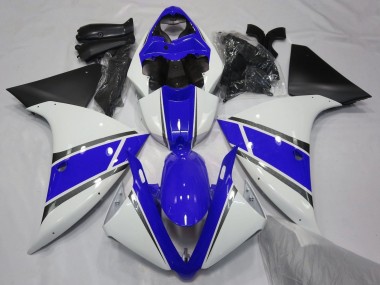 Erschwingliche Yamaha YZF 1000 R1 Motorrad Verkleidung 2009-2011 - Weiss Blau Silber Matt Schwarz