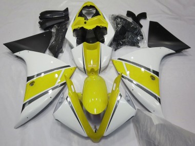 Erschwingliche Yamaha YZF 1000 R1 Motorrad Verkleidung 2009-2011 - Weiss Gelb Matt Schwarz