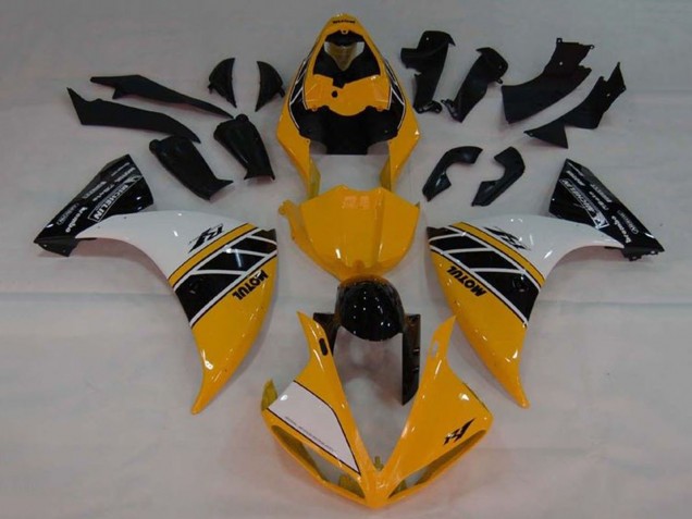 Erschwingliche Yamaha YZF 1000 R1 Motorrad Verkleidung 2009-2011 - Gelb Weiss Schwarz Streifen