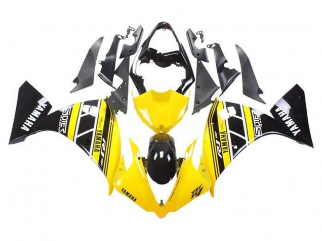Erschwingliche Yamaha YZF 1000 R1 Motorrad Verkleidung 2009-2011 - Gelb Weiss Schwarz Streifen