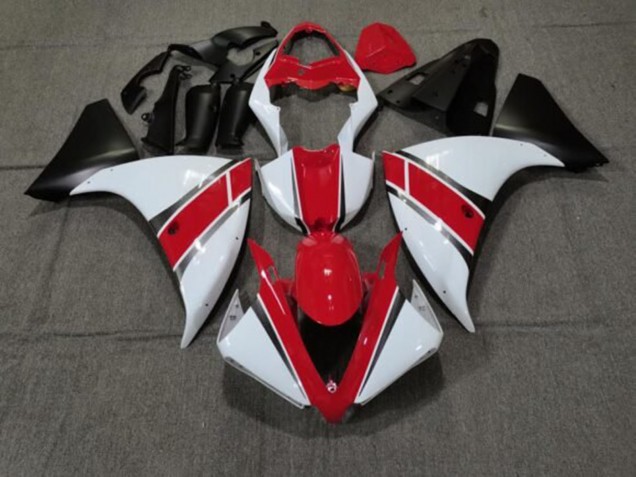 Erschwingliche Yamaha YZF 1000 R1 Motorrad Verkleidung 2012-2014 - Rot Weiss Matt Schwarz