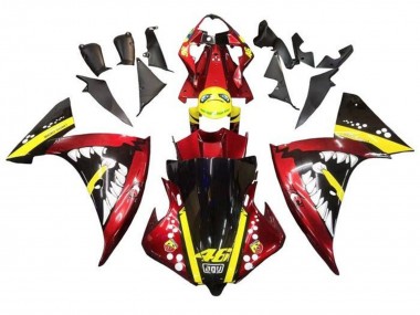 Erschwingliche Yamaha YZF 1000 R1 Motorrad Verkleidung 2012-2014 - Rot Gelb Schwarz Hai