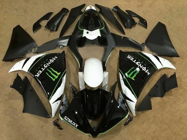Erschwingliche Yamaha YZF 1000 R1 Motorrad Verkleidung 2012-2014 - Weiss Schwarz Grun Monster Energy SZMUXX