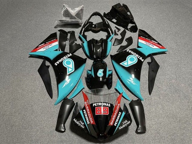 Erschwingliche Yamaha YZF 1000 R1 Motorrad Verkleidung 2012-2014 - Glanzendes Schwarz Blau Petronas