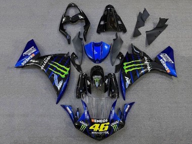 Erschwingliche Yamaha YZF 1000 R1 Motorrad Verkleidung 2012-2014 - Glanzendes Schwarz Blau Grun Monster Energy ENEOS Yamalube