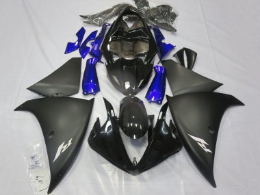 Erschwingliche Yamaha YZF 1000 R1 Motorrad Verkleidung 2012-2014 - Glanzendes Schwarz Matt Schwarz Blau