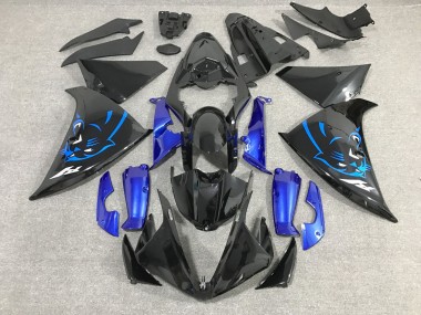 Erschwingliche Yamaha YZF 1000 R1 Motorrad Verkleidung 2012-2014 - Glanzendes Schwarz Blau Panther