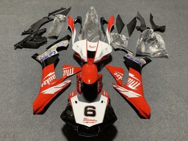 Erschwingliche Yamaha YZF 1000 R1 Motorrad Verkleidung 2015-2019 - Weiss Rot Schwarz Milwaukee