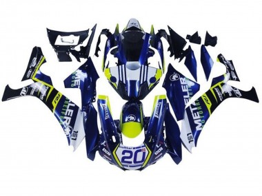 Erschwingliche Yamaha YZF 1000 R1 Motorrad Verkleidung 2015-2019 - Weiss Blau Gelb Schwarz