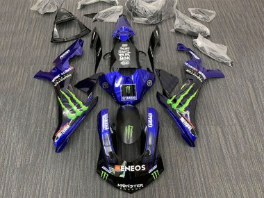 Erschwingliche Yamaha YZF 1000 R1 Motorrad Verkleidung 2015-2019 - Blau Schwarz Monster ENEOS