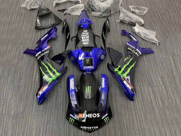 Erschwingliche Yamaha YZF 1000 R1 Motorrad Verkleidung 2015-2019 - Blau Schwarz Monster ENEOS