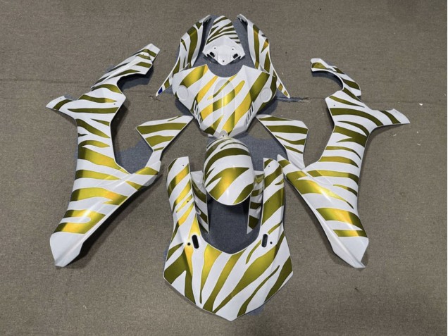 Erschwingliche Yamaha YZF 1000 R1 Motorrad Verkleidung 2015-2019 - Weiss Gold Zebra