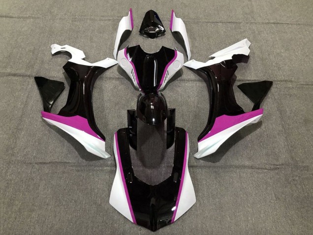 Erschwingliche Yamaha YZF 1000 R1 Motorrad Verkleidung 2015-2019 - Weiss Glanzendes Schwarz Rosa