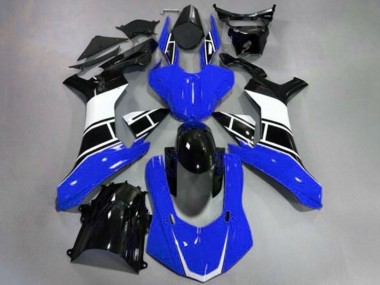 Erschwingliche Yamaha YZF 1000 R1 Motorrad Verkleidung 2015-2019 - Blau Weiss Glanzendes Schwarz