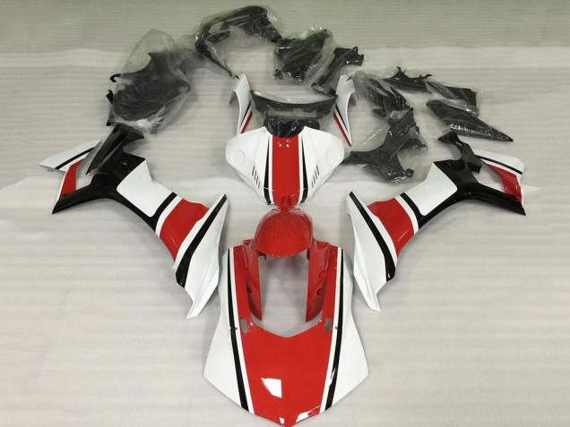 Erschwingliche Yamaha YZF 1000 R1 Motorrad Verkleidung 2015-2019 - Weiss Rot Schwarz