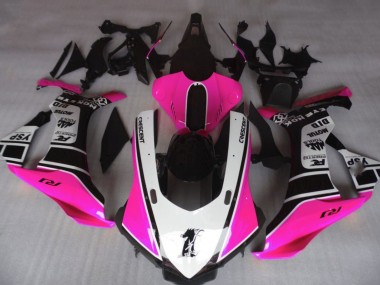 Erschwingliche Yamaha YZF 1000 R1 Motorrad Verkleidung 2015-2019 - Rosa Weiss Glanzendes Schwarz Motul YSP