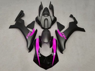Erschwingliche Yamaha YZF 1000 R1 Motorrad Verkleidung 2015-2019 - Matt Schwarz Glanzendes Schwarz Rosa