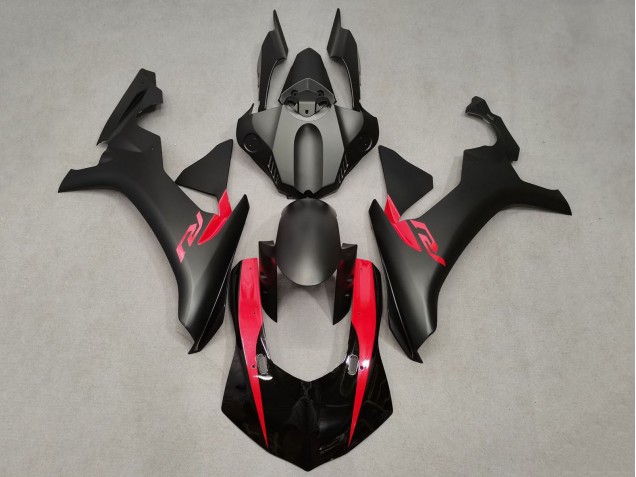 Erschwingliche Yamaha YZF 1000 R1 Motorrad Verkleidung 2015-2019 - Matt Schwarz Glanzendes Schwarz Rot