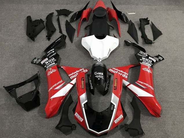 Erschwingliche Yamaha YZF 1000 R1 Motorrad Verkleidung 2015-2019 - Rot Weiss Glanzendes Schwarz