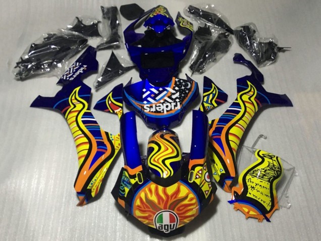 Erschwingliche Yamaha YZF 1000 R1 Motorrad Verkleidung 2015-2019 - Blau Gelb Orange Tribal Sun