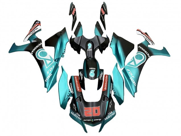 Erschwingliche Yamaha YZF 1000 R1 Motorrad Verkleidung 2020-2025 - Turkis Blau Matt Schwarz Petronas