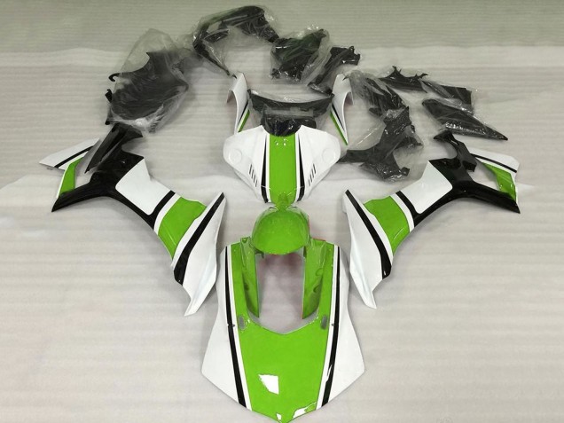 Erschwingliche Yamaha YZF 1000 R1 Motorrad Verkleidung 2020-2025 - Weiss Grun Glanzendes Schwarz