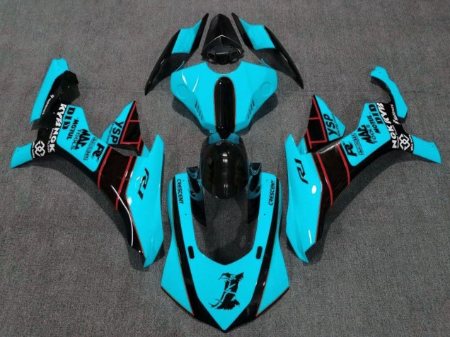 Erschwingliche Yamaha YZF 1000 R1 Motorrad Verkleidung 2020-2025 - Turkis Blau Rot Glanzendes Schwarz
