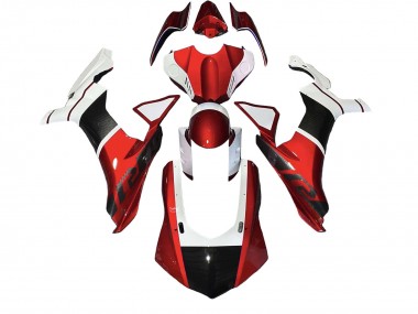 Erschwingliche Yamaha YZF 1000 R1 Motorrad Verkleidung 2020-2025 - Weiss Rot Kunst Carbonfaser