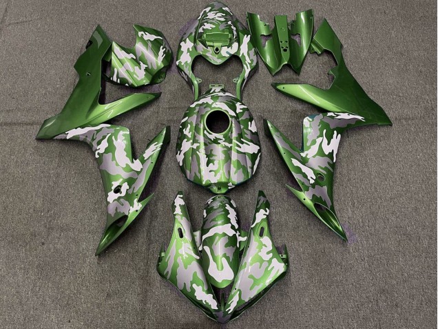 Erschwingliche Yamaha YZF 1000 R1 Motorrad Verkleidung 2004-2006 - Grun Weiss Grau Camouflage