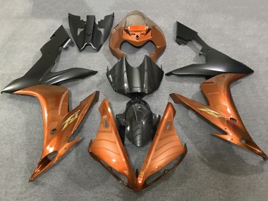 Erschwingliche Yamaha YZF 1000 R1 Motorrad Verkleidung 2004-2006 - Orange Kunst Carbonfaser Matt Schwarz