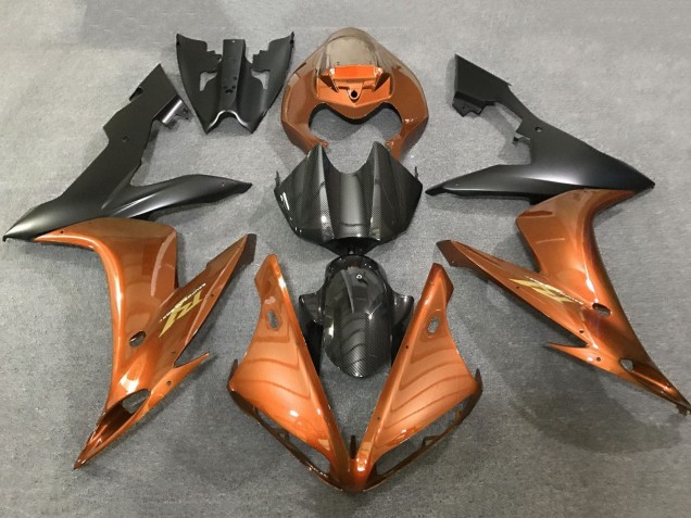 Erschwingliche Yamaha YZF 1000 R1 Motorrad Verkleidung 2004-2006 - Orange Kunst Carbonfaser Matt Schwarz